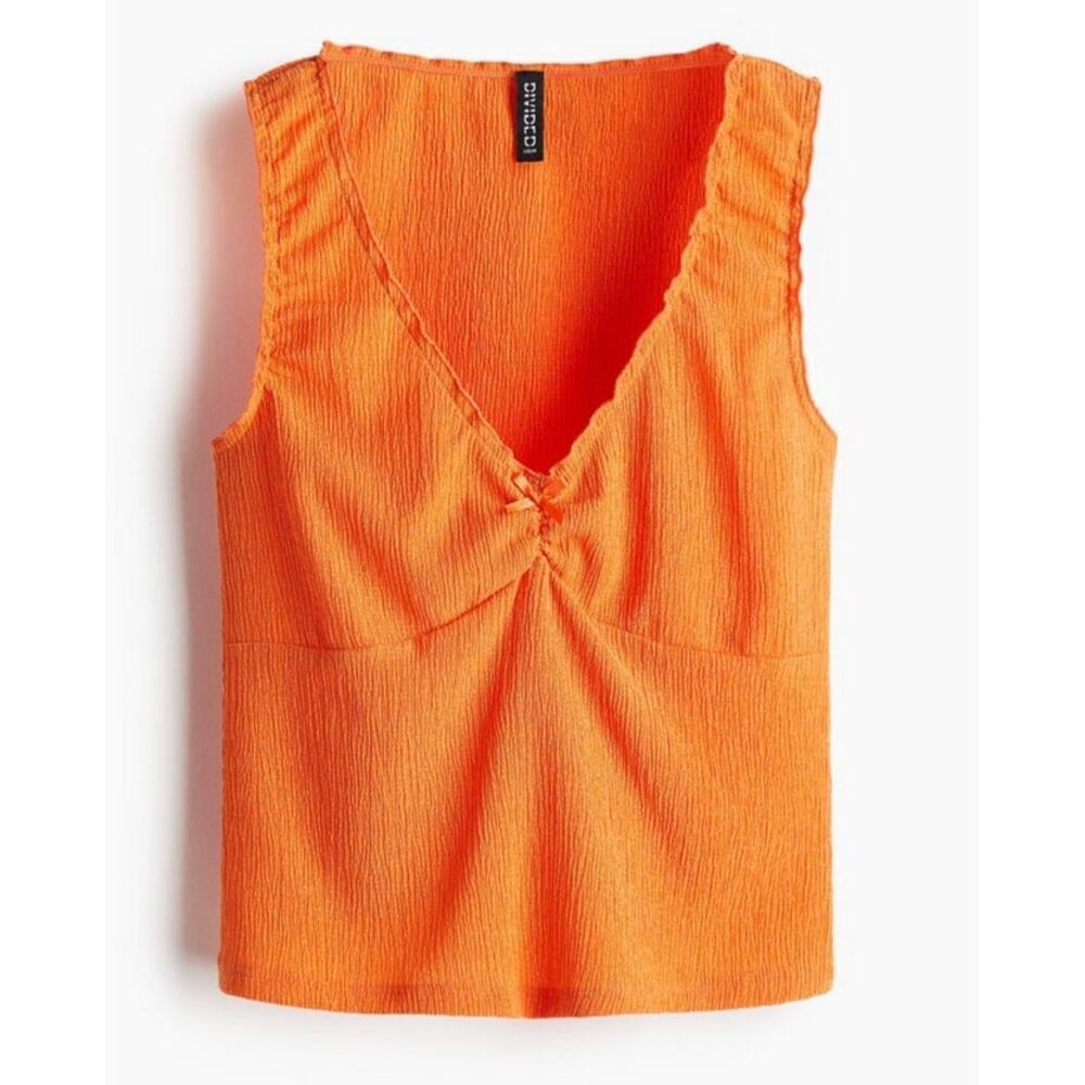H&M Divided Crinkled Jersey Sleeveless Top Tank Top Y2K Orange Size Large